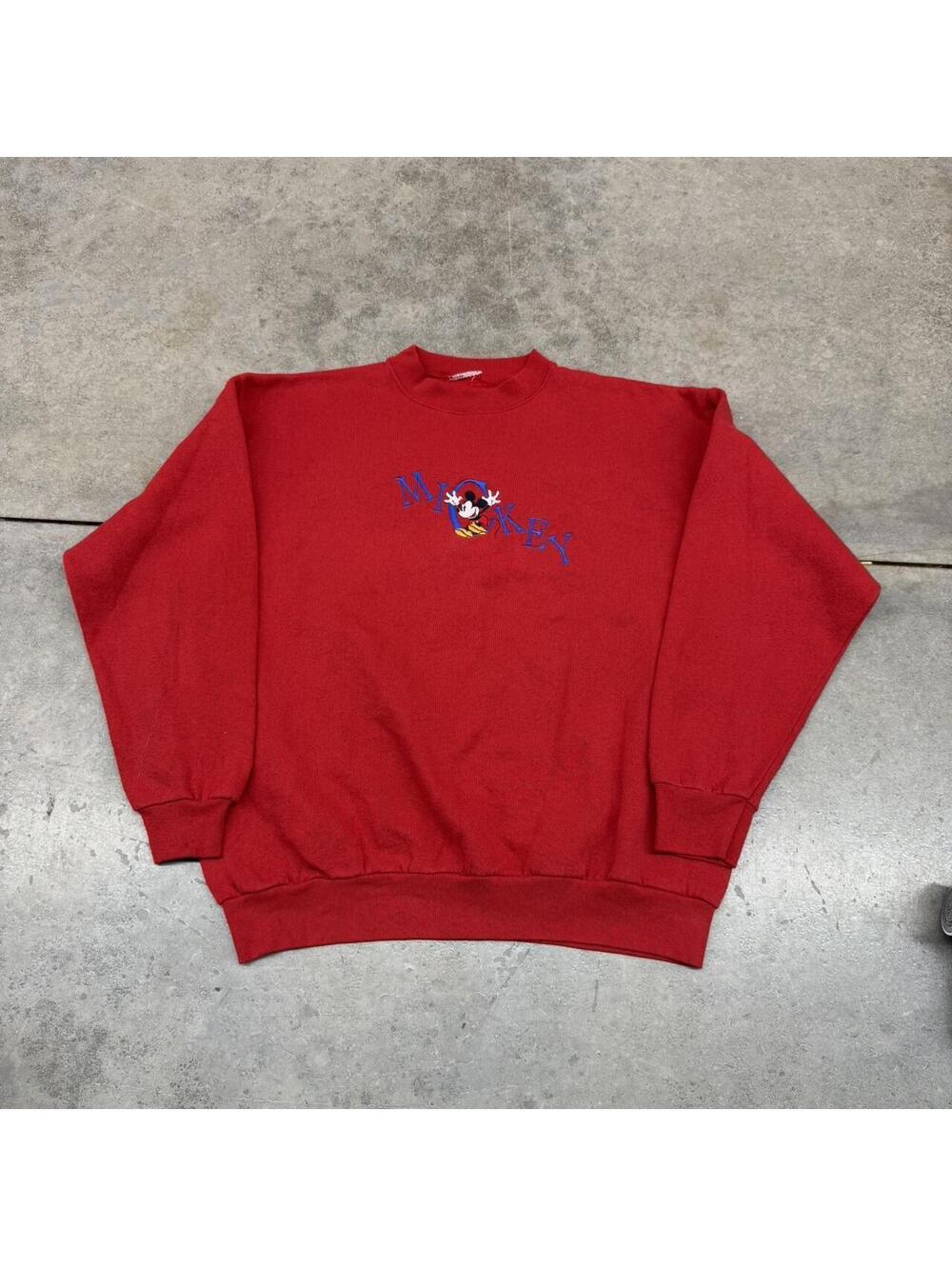 vintage mickey mouse disney red spell out crewneck size large